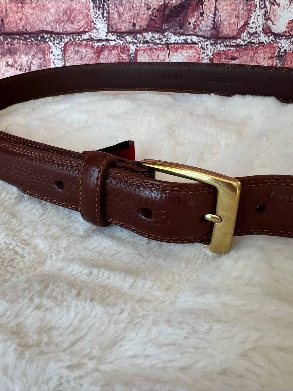 Cole Haan Men’s Brown Burgundy Leather Belt
